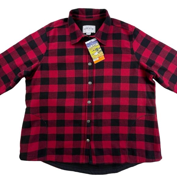Orvis Pinnacle Shirt Jacket Women XXL Fleece Lined Flannel Shacket Buffalo Plaid - Picture 3 of 16